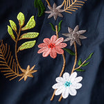 Buddha Stones Spring Summer Boho Embroidery Floral Women's Short Sleeve Shirt