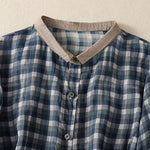 Buddha Stones Summer Vintage Button Up Plaid Women's Short Sleeve Shirts