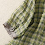 Buddha Stones Summer Vintage Button Up Plaid Women's Short Sleeve Shirts