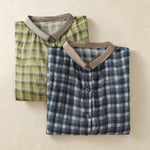 Buddha Stones Summer Vintage Button Up Plaid Women's Short Sleeve Shirts