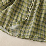 Buddha Stones Summer Vintage Button Up Plaid Women's Short Sleeve Shirts