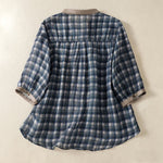Buddha Stones Summer Vintage Button Up Plaid Women's Short Sleeve Shirts