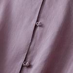 Buddha Stones Summer Solid Mandarin Collar Women's Three-Quarter Sleeve Shirts