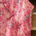 Buddha Stones Summer Elegant Mandarin Collar Side Slit Floral Print Women's Sleeveless Shirts