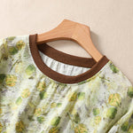 Buddha Stones Summer Vintage Crew Neck Floral Print Women's Short Sleeve T-Shirts