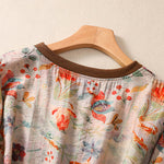 Buddha Stones Summer Vintage Crew Neck Floral Print Women's Short Sleeve T-Shirts