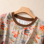 Buddha Stones Summer Vintage Crew Neck Floral Print Women's Short Sleeve T-Shirts