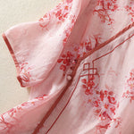 Buddha Stones Summer Frog Button Floral Crew Neck Women's Elbow-Length Sleeve Shirts