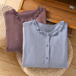 Buddha Stones Spring Button-Up Gingham Women's Long Sleeve Shirts