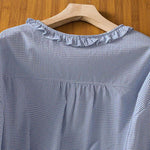Buddha Stones Spring Button-Up Gingham Women's Long Sleeve Shirts