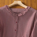 Buddha Stones Spring Button-Up Gingham Women's Long Sleeve Shirts