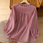 Buddha Stones Spring Button-Up Gingham Women's Long Sleeve Shirts