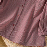 Buddha Stones Spring Button-Up Gingham Women's Long Sleeve Shirts