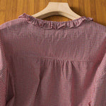 Buddha Stones Spring Button-Up Gingham Women's Long Sleeve Shirts
