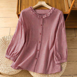 Buddha Stones Spring Button-Up Gingham Women's Long Sleeve Shirts