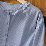 Buddha Stones Spring Button-Up Gingham Women's Long Sleeve Shirts