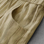 Buddha Stones Summer Casual Drawstring Stripe Elastic Waist Women's Straight Leg Pants With Pockets