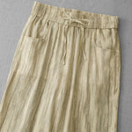 Buddha Stones Summer Casual Drawstring Stripe Elastic Waist Women's Straight Leg Pants With Pockets