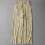 Buddha Stones Summer Casual Drawstring Stripe Elastic Waist Women's Straight Leg Pants With Pockets