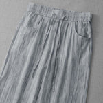 Buddha Stones Summer Casual Drawstring Stripe Elastic Waist Women's Straight Leg Pants With Pockets