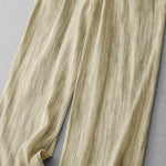 Buddha Stones Summer Casual Drawstring Stripe Elastic Waist Women's Straight Leg Pants With Pockets