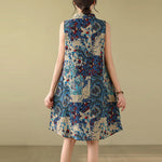 Buddha Stones Summer Paisley Floral Women's Summer Sleeveless Dress With Pockets