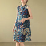 Buddha Stones Summer Paisley Floral Women's Summer Sleeveless Dress With Pockets