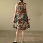 Buddha Stones Summer Paisley Floral Women's Summer Sleeveless Dress With Pockets