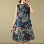 Buddha Stones Summer Paisley Floral Women's Summer Sleeveless Dress With Pockets