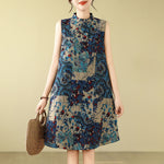 Buddha Stones Summer Paisley Floral Women's Summer Sleeveless Dress With Pockets