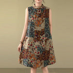 Buddha Stones Summer Paisley Floral Women's Summer Sleeveless Dress With Pockets
