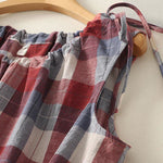 Buddha Stones Summer Casual Crew Neck Plaid Pattern Women's Sleeveless Shirts Tank Top