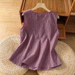 Buddha Stones Summer Casual Side Slit Flower Women's Sleeveless T-Shirts Tank Top