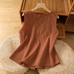 Buddha Stones Summer Casual Side Slit Flower Women's Sleeveless T-Shirts Tank Top