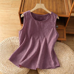 Buddha Stones Summer Casual Side Slit Flower Women's Sleeveless T-Shirts Tank Top