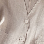 Buddha Stones Summer Casual Button-Up Solid V-Neck Women's Short Sleeve Shirts With Pockets
