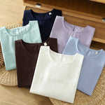Buddha Stones Summer Casual Solid Crew Neck Women's Cap Sleeve T-Shirts Tank Top