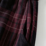 Buddha Stones Spring Casual Drawstring Plaid Pattern Elastic Waist Cropped Women's Harem Pants With Pockets