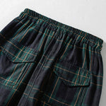 Buddha Stones Spring Casual Drawstring Plaid Pattern Elastic Waist Cropped Women's Harem Pants With Pockets