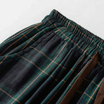 Buddha Stones Spring Casual Drawstring Plaid Pattern Elastic Waist Cropped Women's Harem Pants With Pockets