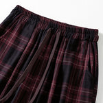 Buddha Stones Spring Casual Drawstring Plaid Pattern Elastic Waist Cropped Women's Harem Pants With Pockets