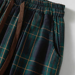 Buddha Stones Spring Casual Drawstring Plaid Pattern Elastic Waist Cropped Women's Harem Pants With Pockets