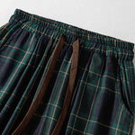 Buddha Stones Spring Casual Drawstring Plaid Pattern Elastic Waist Cropped Women's Harem Pants With Pockets