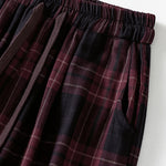 Buddha Stones Spring Casual Drawstring Plaid Pattern Elastic Waist Cropped Women's Harem Pants With Pockets