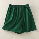 Buddha Stones Summer Casual Decorative Buttons Solid Women's Shorts With Pockets