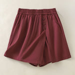 Buddha Stones Summer Casual Decorative Buttons Solid Women's Shorts With Pockets