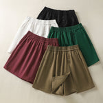 Buddha Stones Summer Casual Decorative Buttons Solid Women's Shorts With Pockets