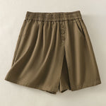 Buddha Stones Summer Casual Decorative Buttons Solid Women's Shorts With Pockets