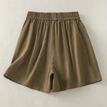 Buddha Stones Summer Casual Decorative Buttons Solid Women's Shorts With Pockets