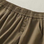 Buddha Stones Summer Casual Decorative Buttons Solid Women's Shorts With Pockets